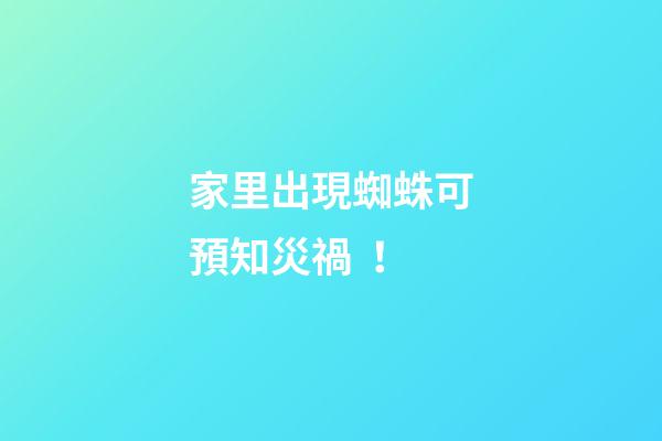 家里出現蜘蛛可預知災禍！